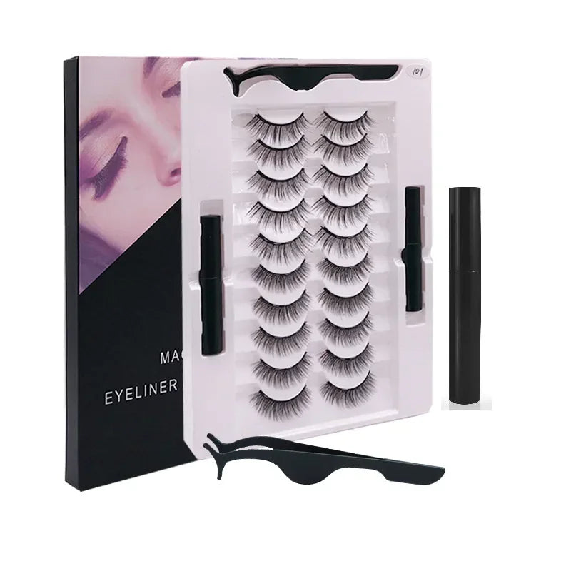 Magnetic Eyelashes Set Full Strip 5/7/10 Pair Natural Cilia False Eyeliner Dramatic Volume Thick Synthetic Eye Lashes Makeup Zpaxo