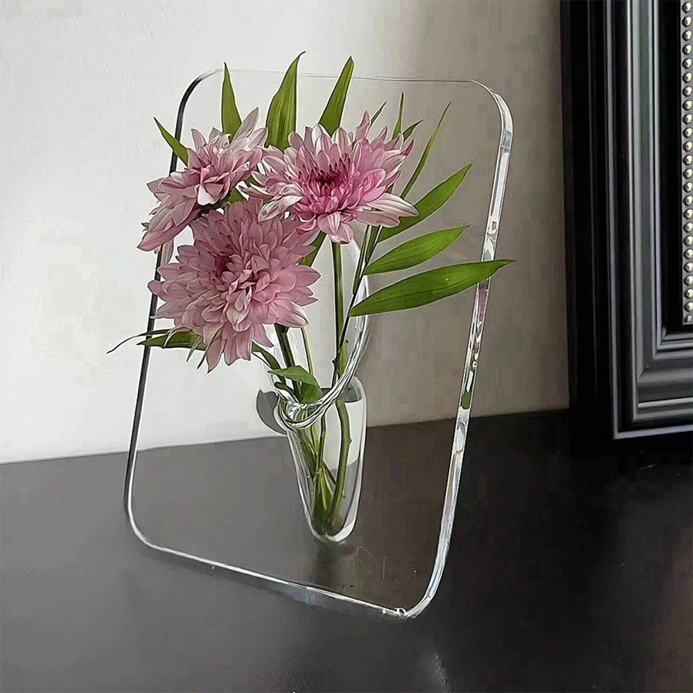 Creative Frame Vase Transparent Photo Frame Flower Vase Arrangement for Desktops Bookshelf Room Wedding Home Decor Zpaxo