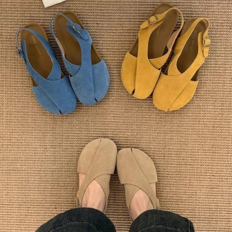 Round Closed Toe Women's Vintage Comfortable Hollow Out Breathable Zpaxo