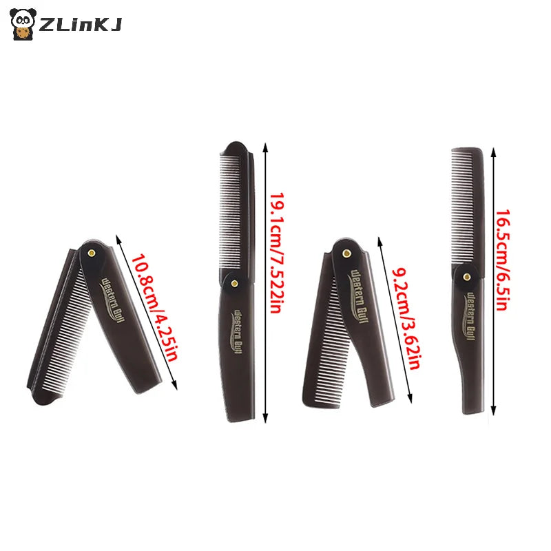▶1PCS Portable Foldable Pocket Combs Oil Head Plastic Beard Combs For Man Women Folding Comb Barber Hair Styling Tool Zpaxo