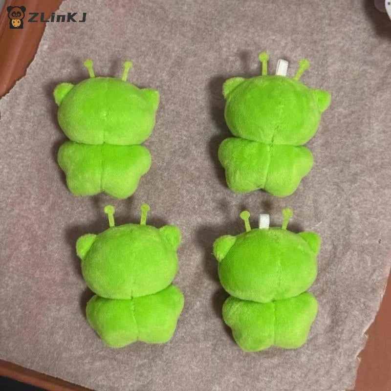 ▶1/2Pcs Green Cat Plush Toy Cartoon Stuffed Animal Keychain Accessories Creative Ugly Cute Backpacks Pendant Party Gift Zpaxo