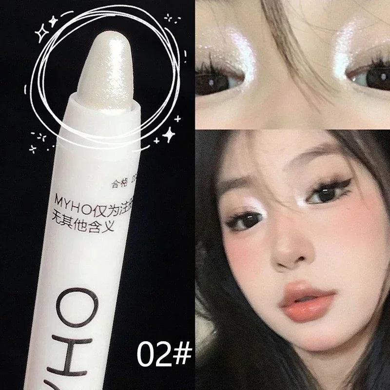 Pearly Matte Eyeshadow Stick White Eyeliner Shimmer Silver Highlighter Lying Silkworm Pen Monochrome Brightening Eye Shadow Pen Zpaxo 02