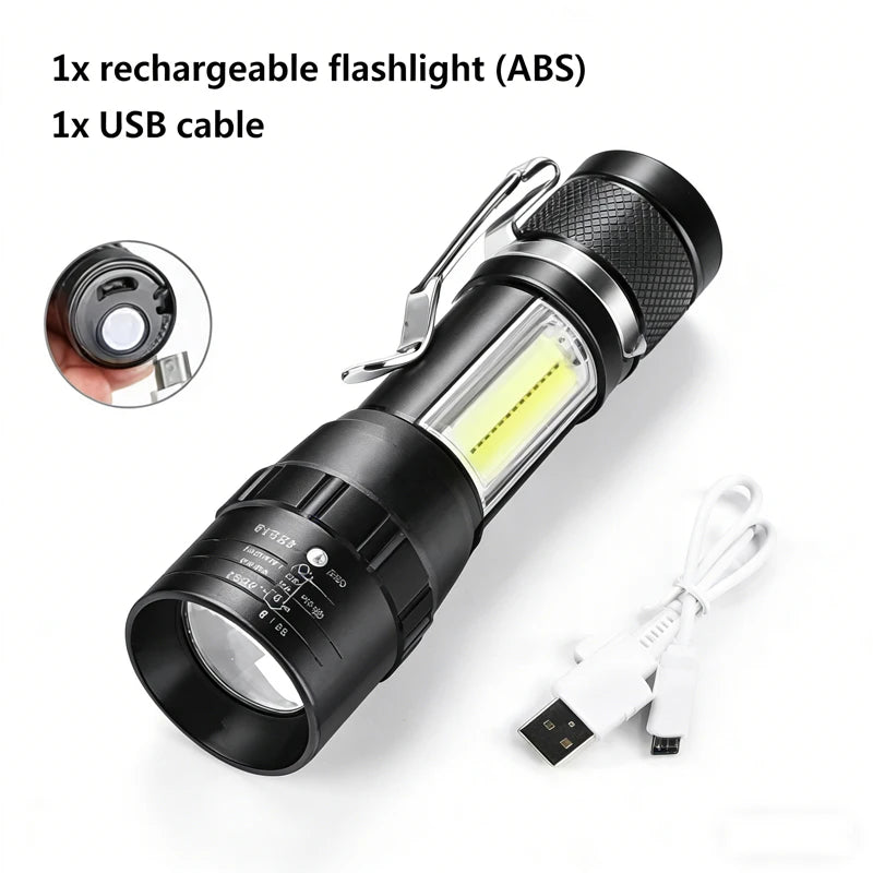 KDULIT Mini Rechargeable LED Flashlight – Zoomable Pocket Torch