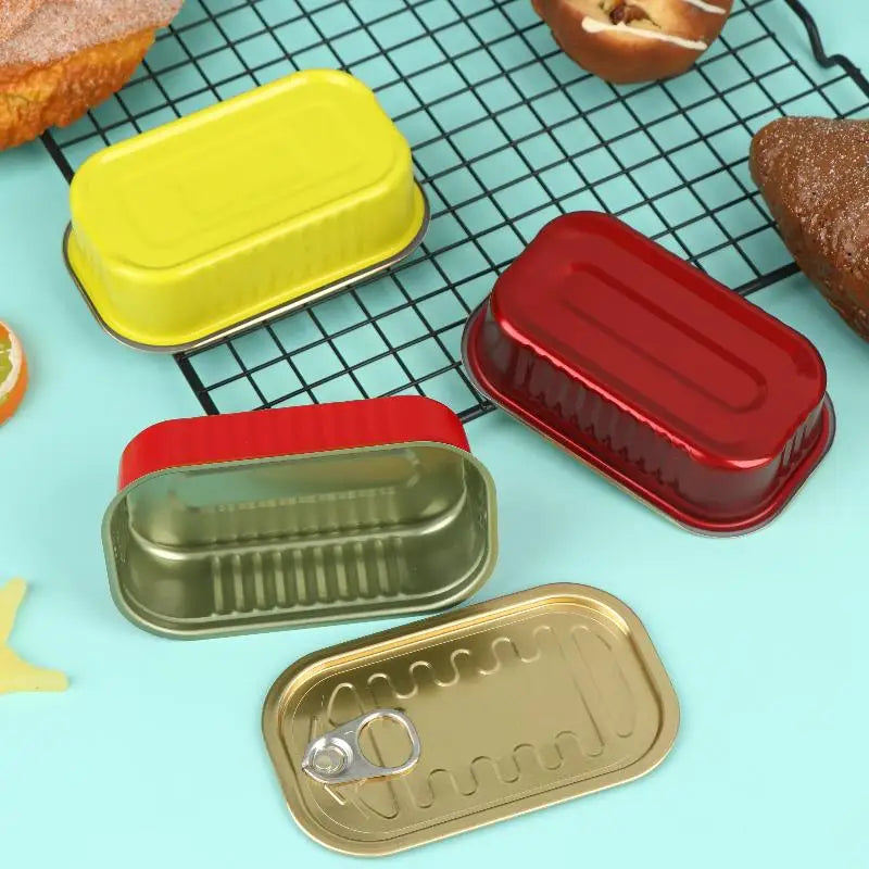 Metal Rectangular Empty Mini Tin Box Sealed Food Can Pull Ring Cover Zpaxo
