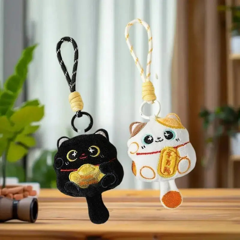 1 Cute Auspicious Cat Soft Toy Keychain Pendant Lanyard Bag Chinese Zpaxo