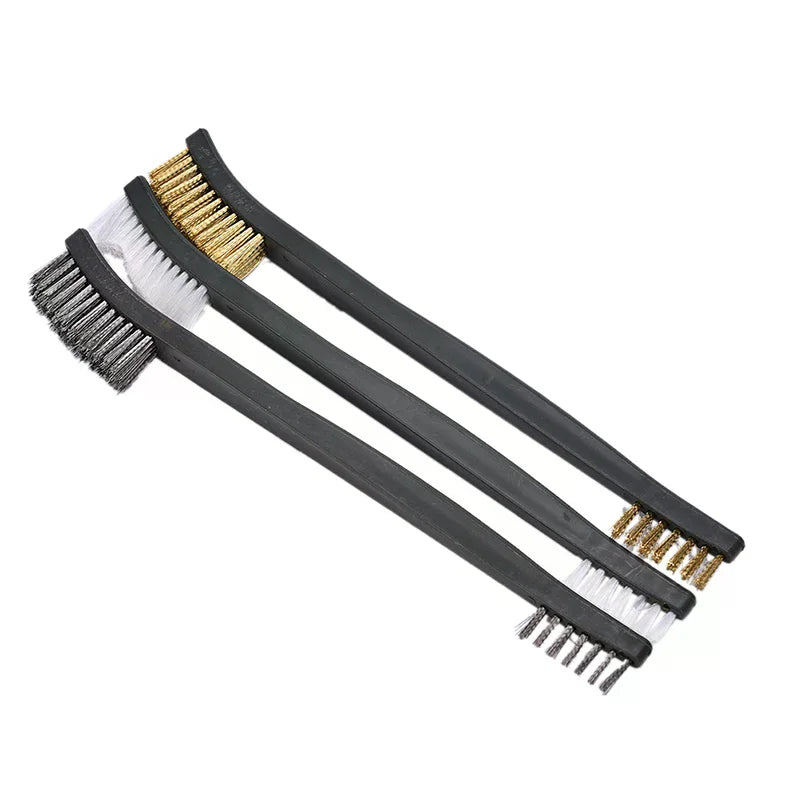 Nylon Stainless Bristle Cleaning Tool Cleaner 3x Mini Wire Brush Brass Zpaxo