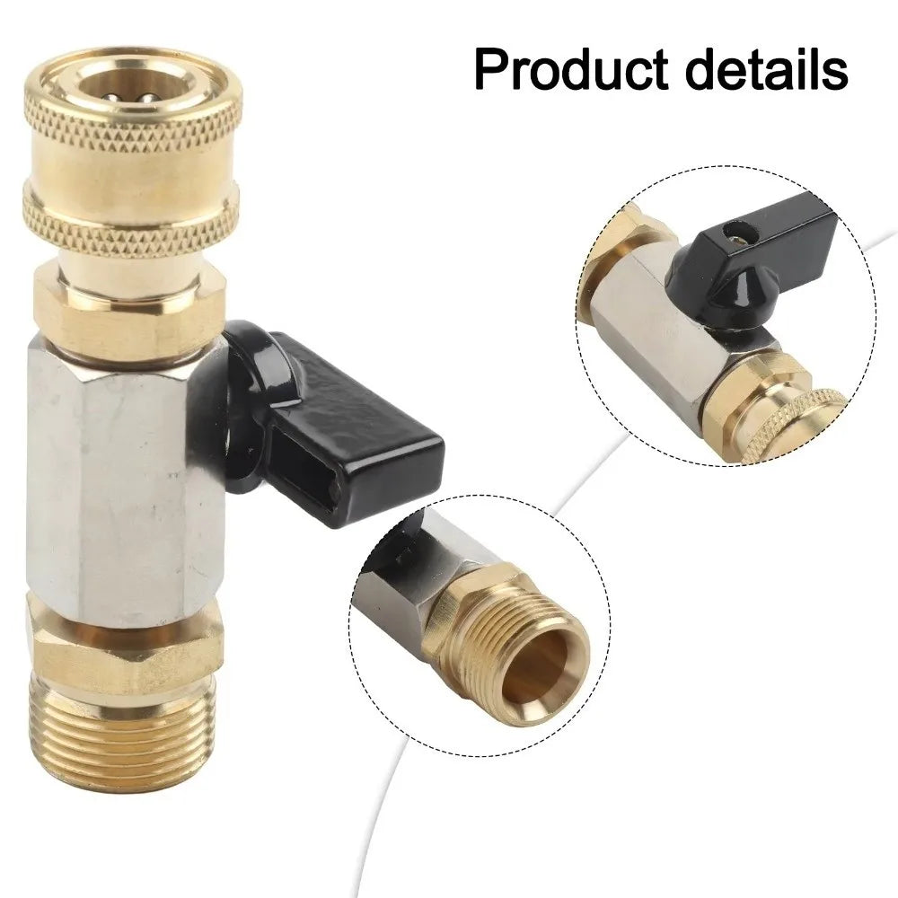 1/4" Quick Connector High Pressure Washer Ball Valve Kit Brass 4500 PSI Power Washer Hose Switch Heavy-Duty M22 14mm Zpaxo