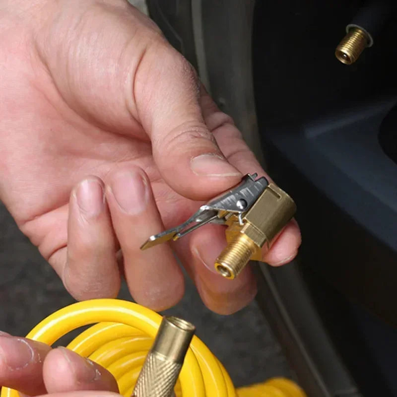Brass Clip-On Tyre Valve Adapter – 6mm & 8mm Air Chuck Connector