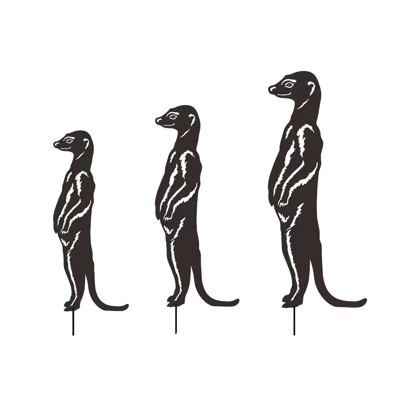3-Pack Meerkat Garden Stakes – Metal Silhouette Yard Art Decor Garden Statue Stakes Zpaxo