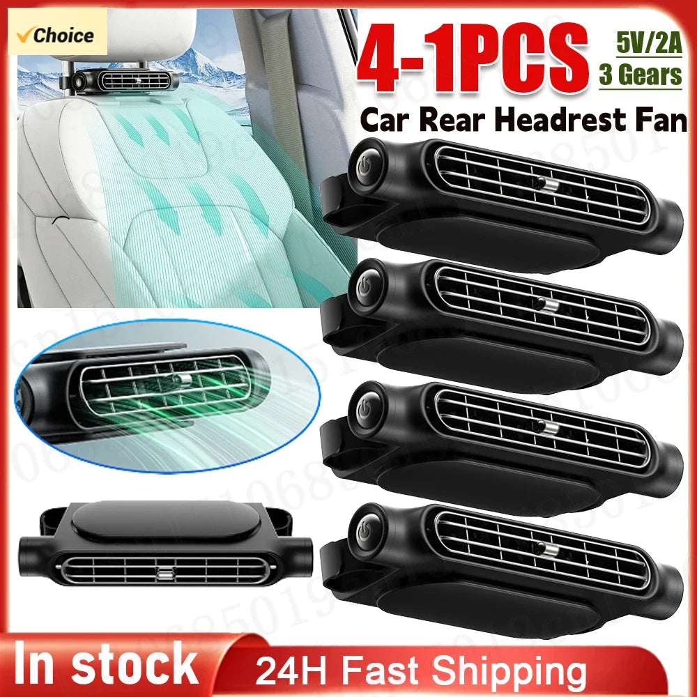 4- Car Backseat Cooling Fan 3 Speeds Air Conditioning Vehicle Zpaxo