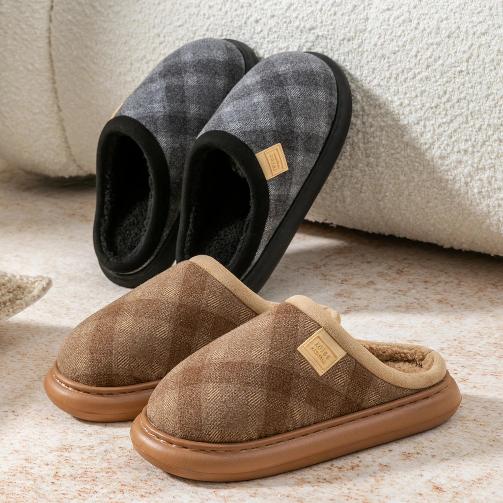 Men's Winter Slippers Non-slip Fleece-lined Thick Sole Comfortable