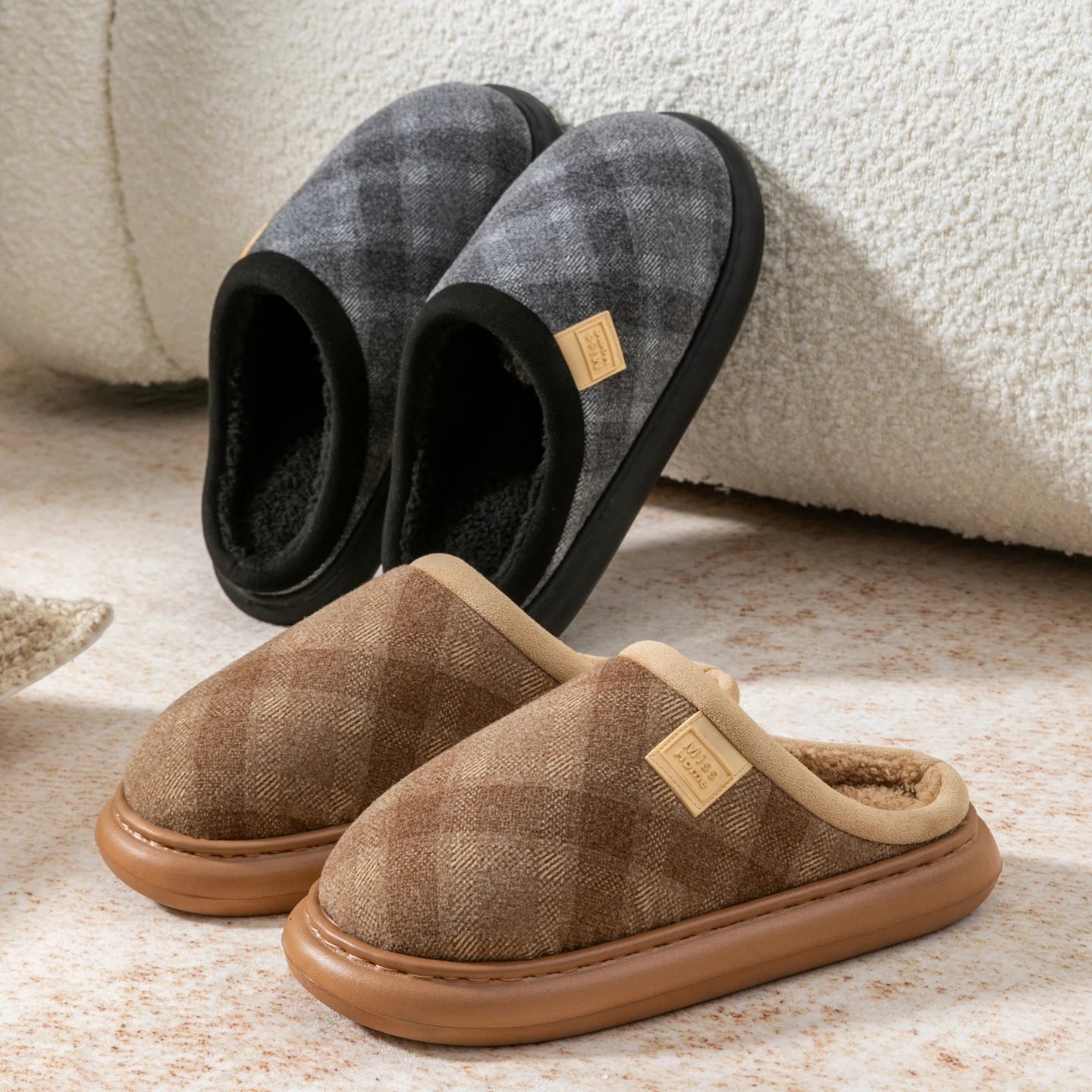 Men's Winter Slippers Non-slip Fleece-lined Thick Sole Comfortable