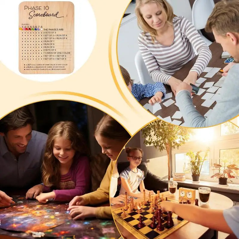 Family Games Score Board 2025 Scorecard And Round Recorder Fun Adults Game Score Board Wooden Board Card Game Recorder Includes Zpaxo