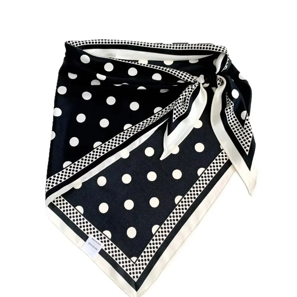 New Multi-functional Polka Dot Triangle Scarf Matching Pants Silk Satin Waist Belt Decorative Headscarf Zpaxo