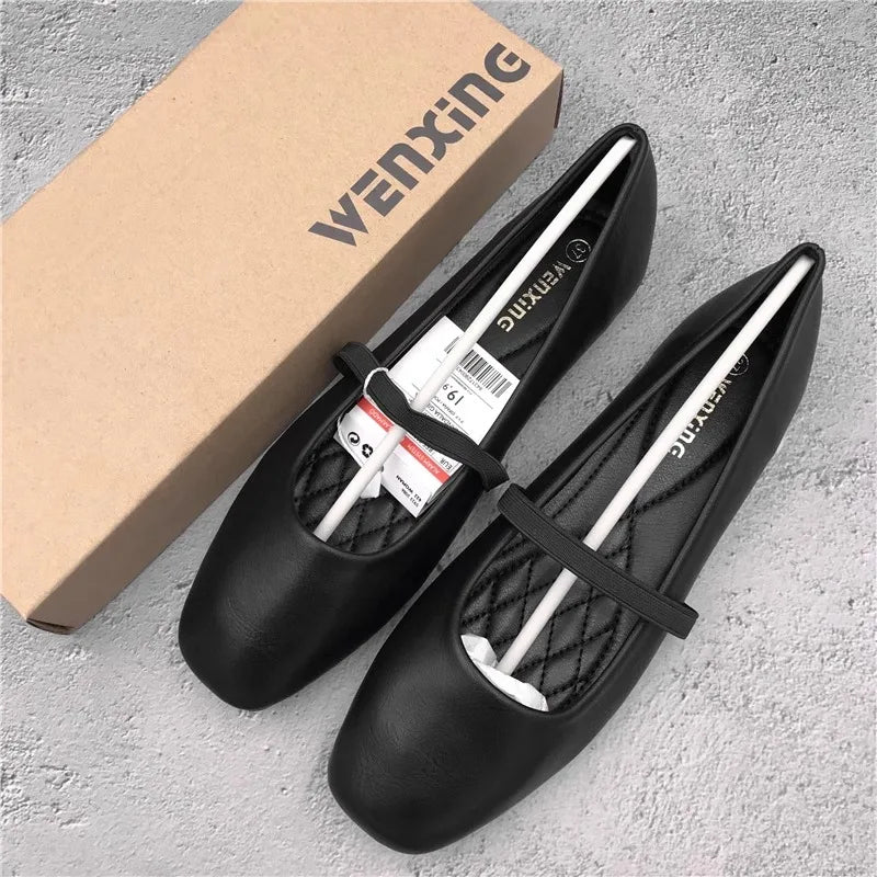 Flat Shoes for Women 2024 New Autumn Bow Temperament Square Toe Leopard shoes Black Luxury Casual Women's Shoes Zpaxo Black 41