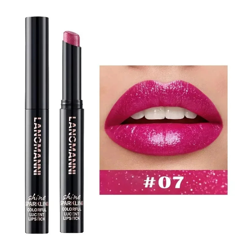 10 Colors Glitter Lipstick Waterproof Long Lasting Moisturizing