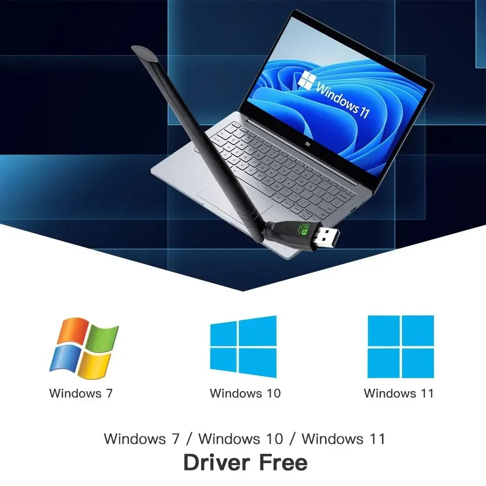 WiFi 6 USB Adapter AX286 Network Card Dongle 2.4GHz 802.11AX Antenna Signal Reception for Laptop Windows 10/11 Driver-Free Zpaxo