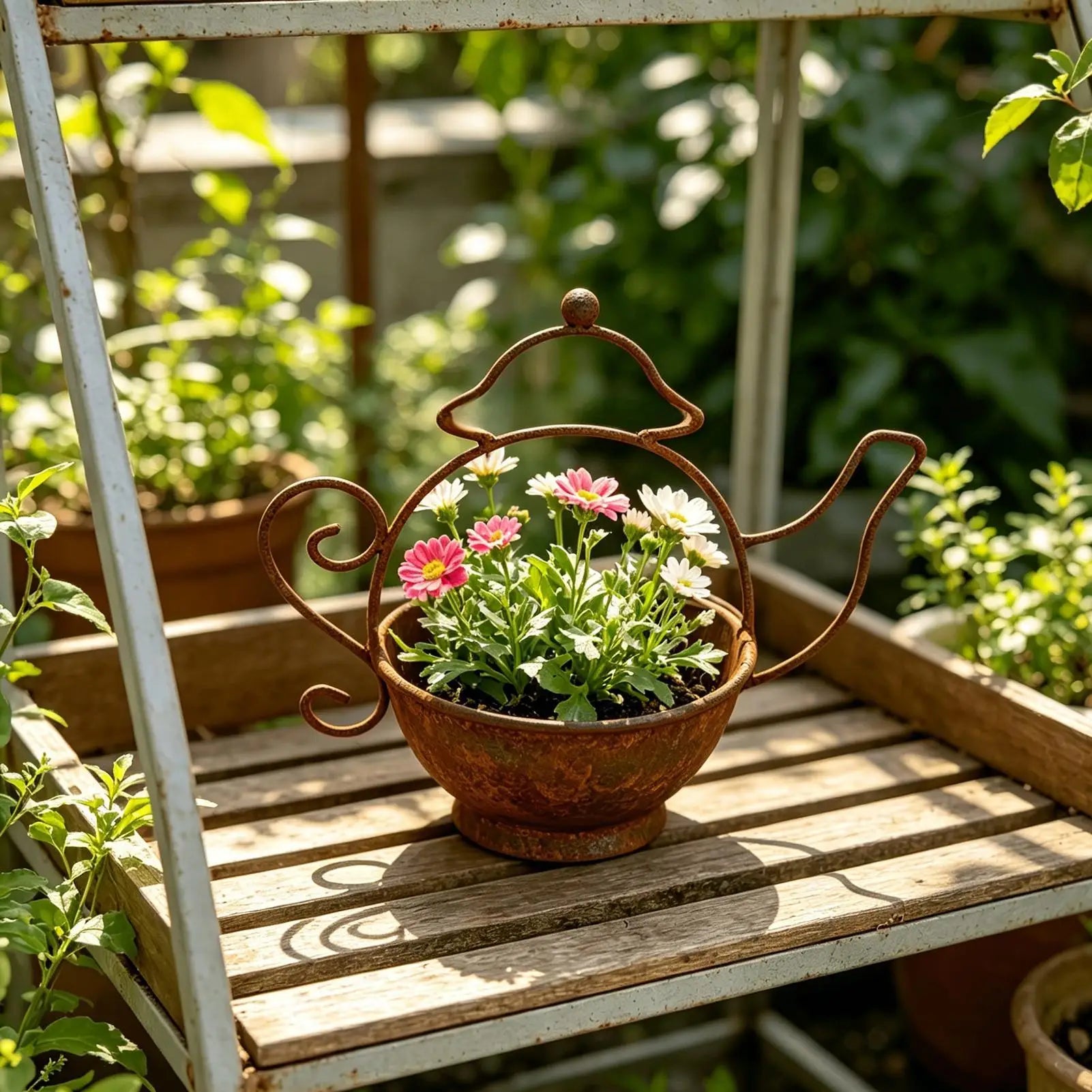 Decorative Outdoor Flower Pots Iron Kettle Shape Container Indoor Flower Pots for Front Porch Farmhouse Backyard Patio Lawn Park Zpaxo