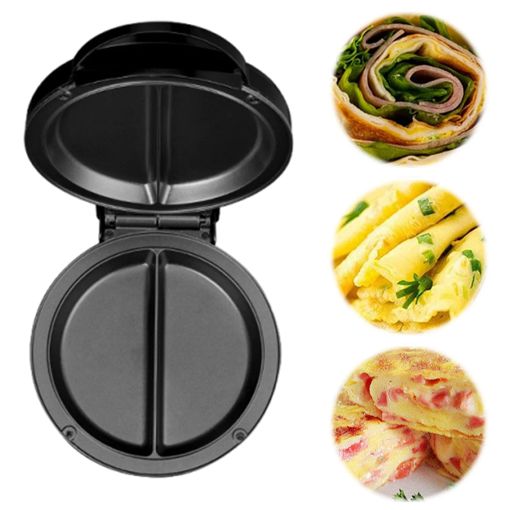2 Section Omelet Frittata Maker Easy Clean Electric Indicator Lights