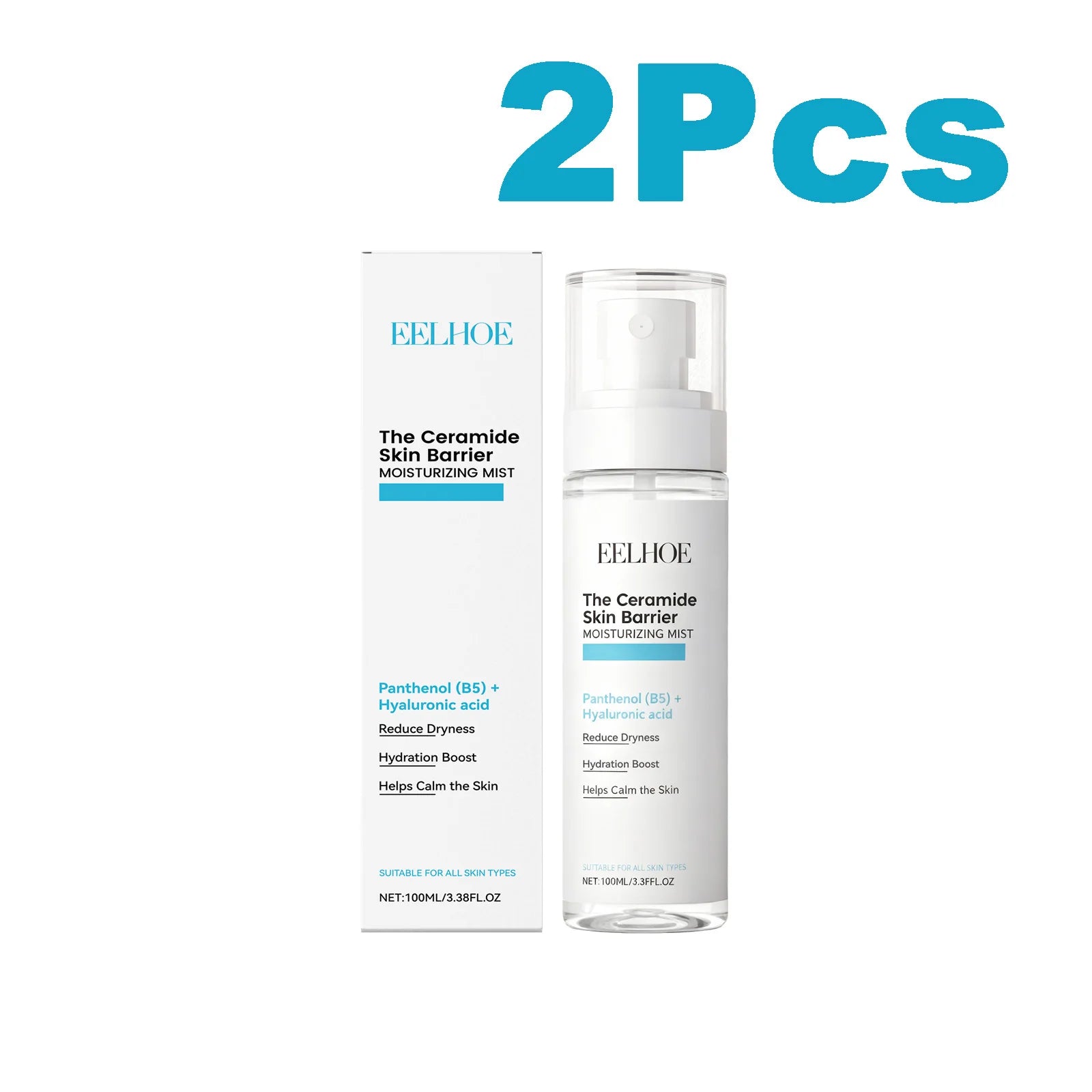 EELHOE Hyaluronic Acid Face Mist – Hydrating Toner Spray Hydrating Face Mist Zpaxo 2 x 100ml Boxed