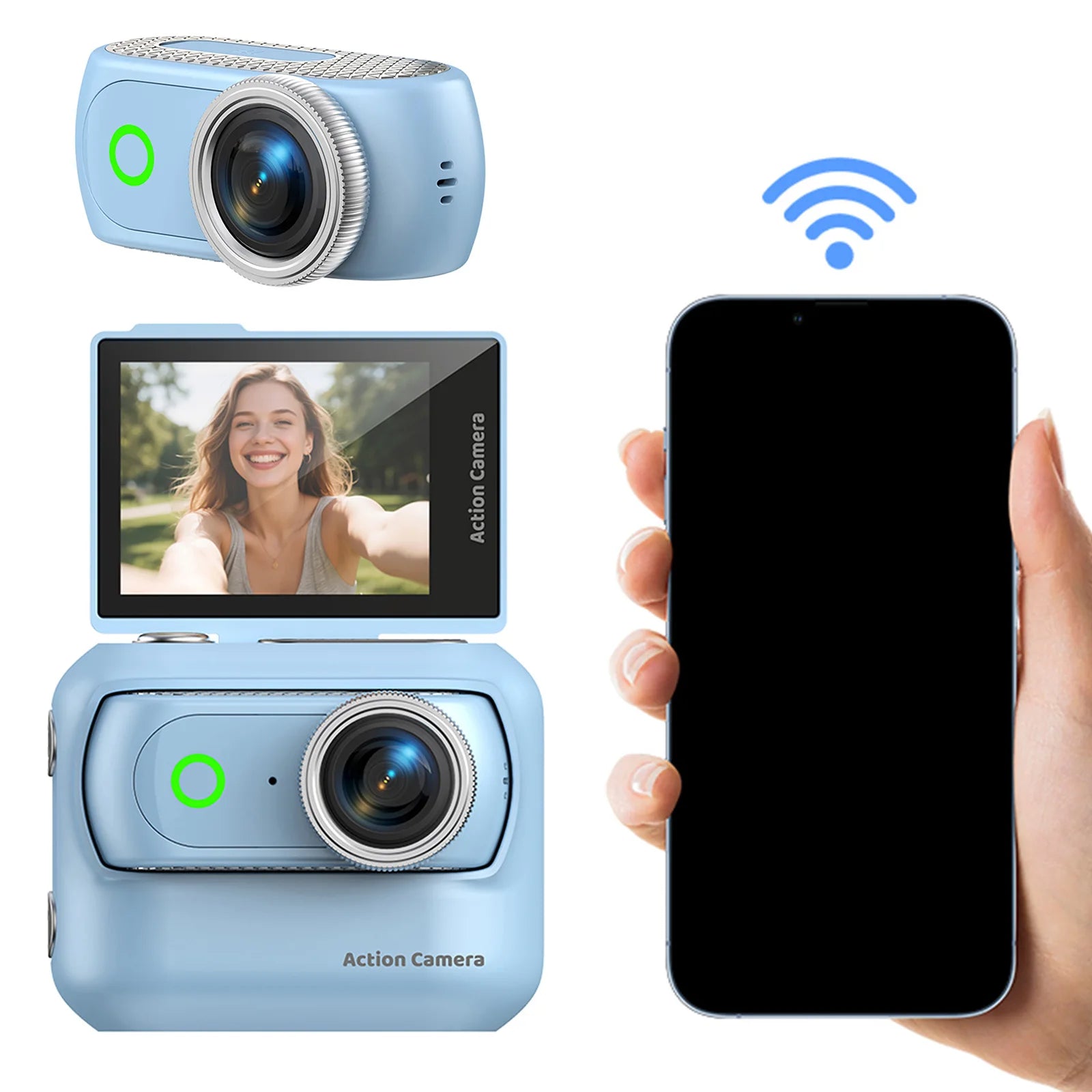 Compact Panoramic Action Camera Flip Screen Wifi Mini Sports Magnetic