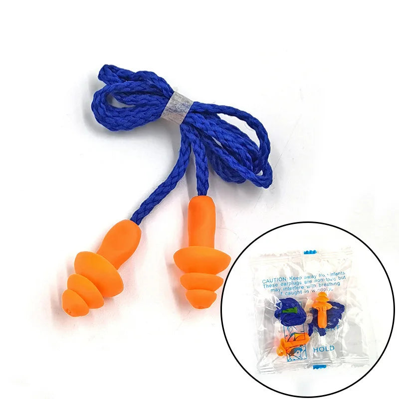 Noise Cancelling Ear Plugs Silicone Corded Ears Protector Reusable