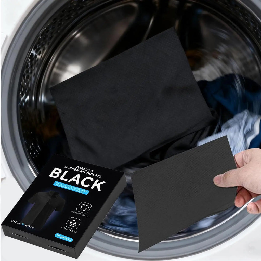 Black Fabric Dye 10 Sheets Restorer No-bleed Detergent Home School