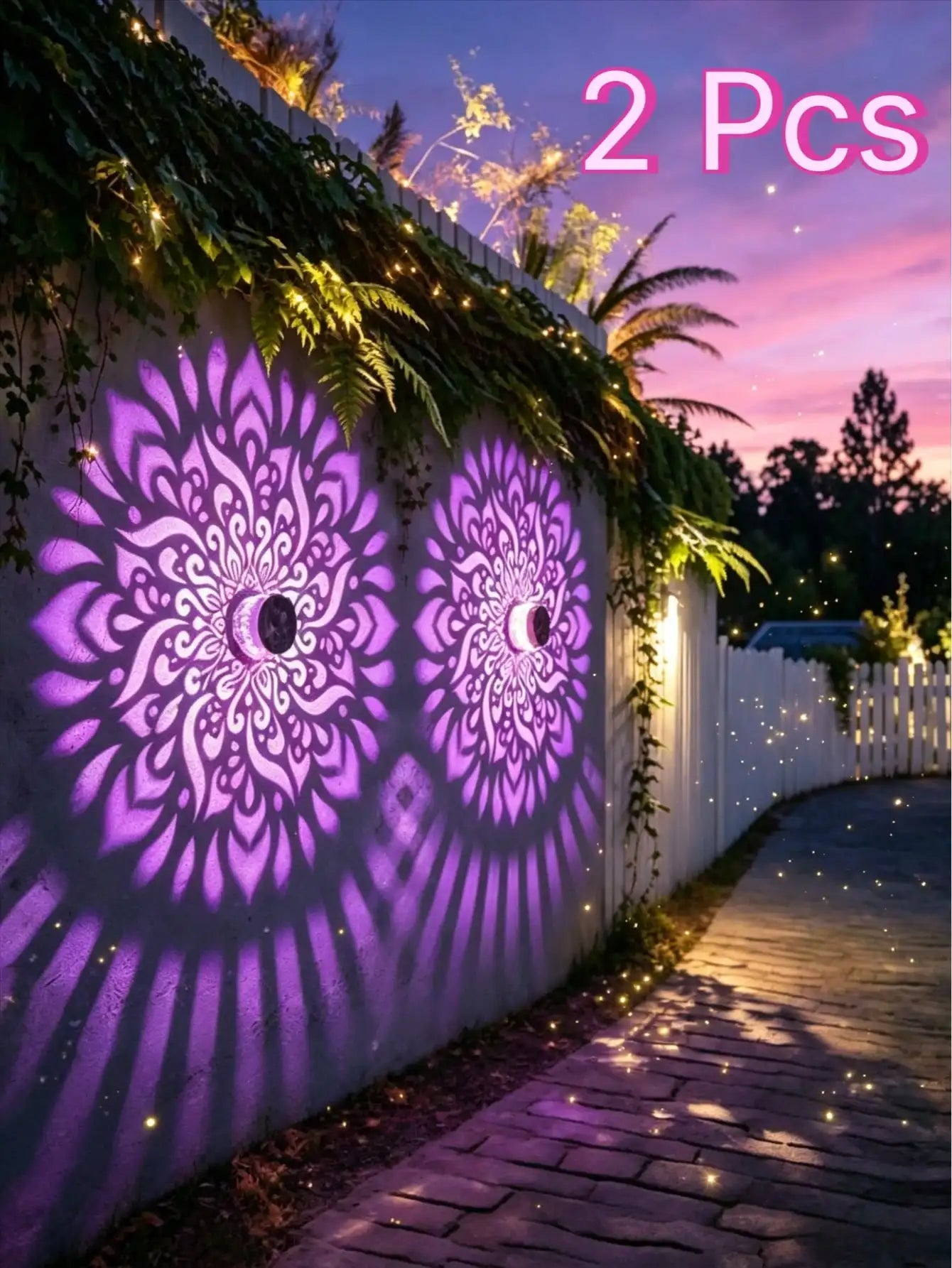 Solar-powered Mandala Pattern Projection Lamp Wrought Iron Mesh Floor