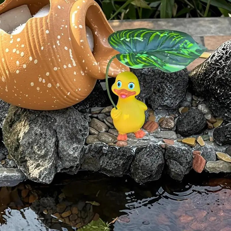 Duck Statue Holding Umbrella Home Decor Weatherproof Resin Decorative Decoration For Desk Home Sidewalks Balconies Patio Zpaxo