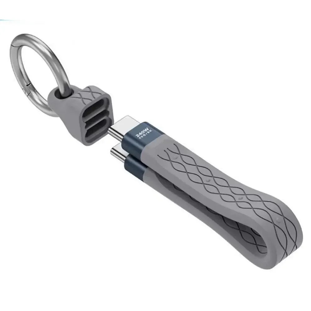 240W USB-C Keychain Cable 40Gbps Fast Charging & Data Transfer USB-C Charging Cable Zpaxo gray