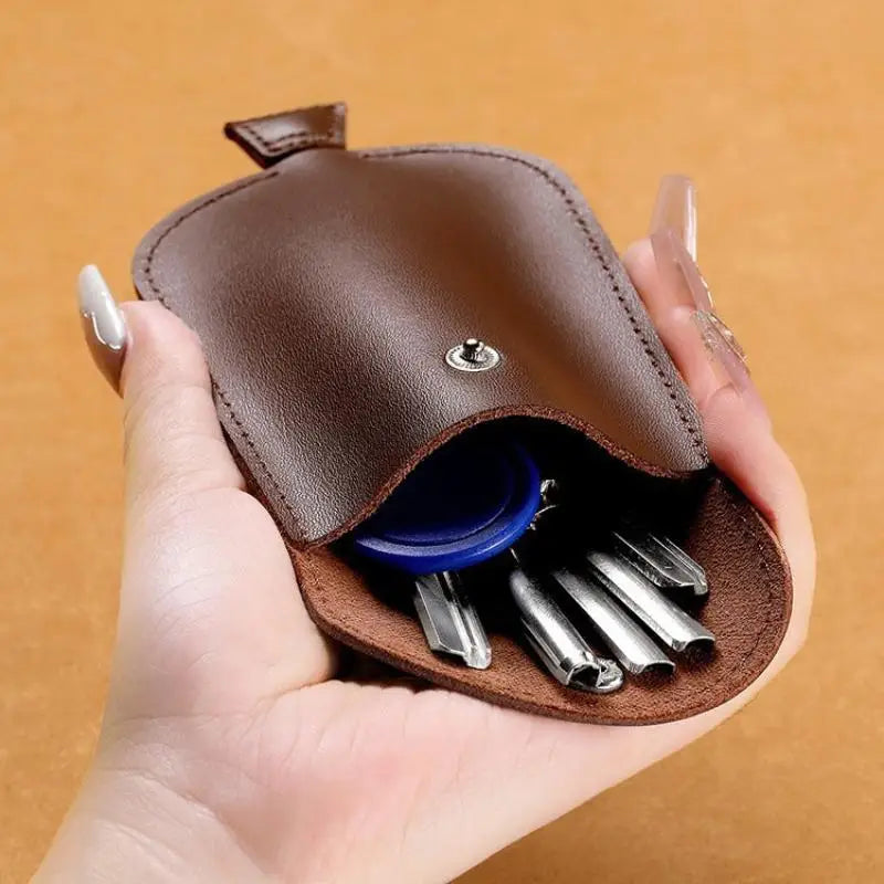 Retro PU Leather Pull-Out Key Holder & Mini Coin Purse