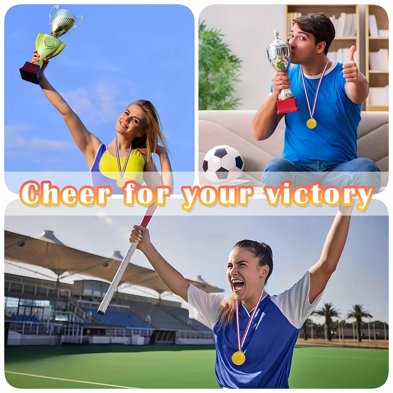 Kids Gold Winner Medals Neck Ribbon Plastic Star Shaped Award Sports