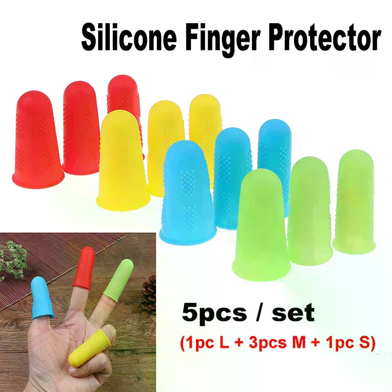Anti-cut Heat Resistant Silicone Fingers Protector Cover Anti-slip Cover 5pcs Zpaxo