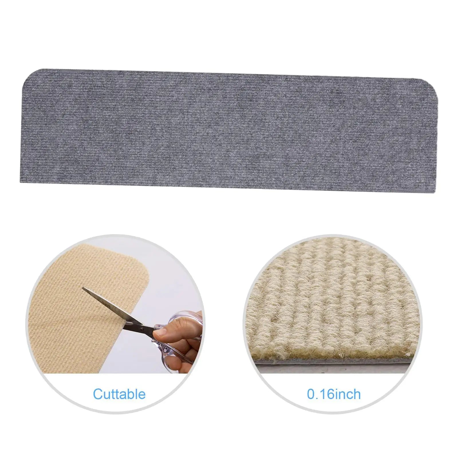 Anti-Slip Stair Tread Carpet 30x8in | Non-Slip Step Rug Mats Stair Tread Carpet Zpaxo Gray