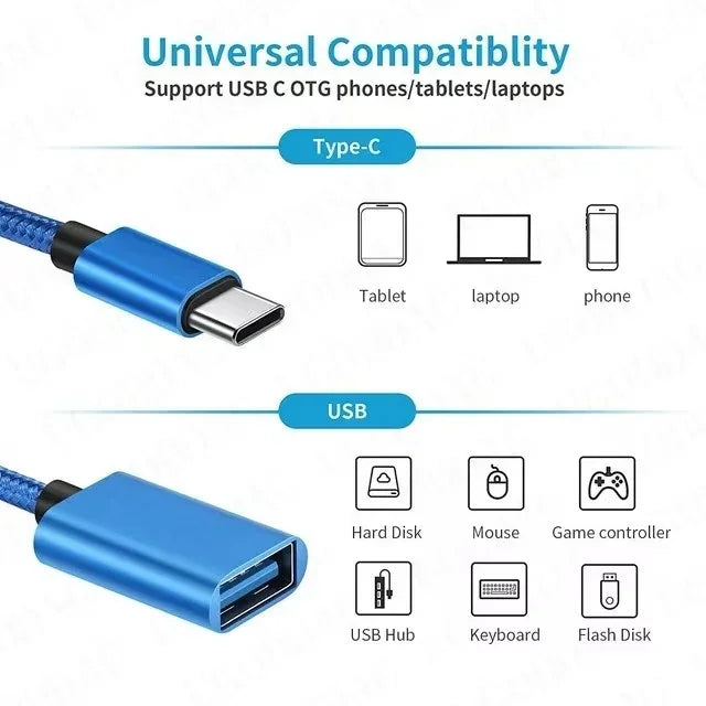 USB-C to USB OTG Adapter Cable | Type-C Male to USB-A Female USB OTG Adapter Zpaxo