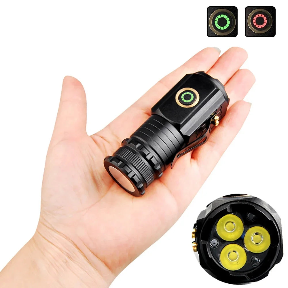 KDULIT 2000LM Mini LED Flashlight – Clip, Magnet, USB-C Rechargeable