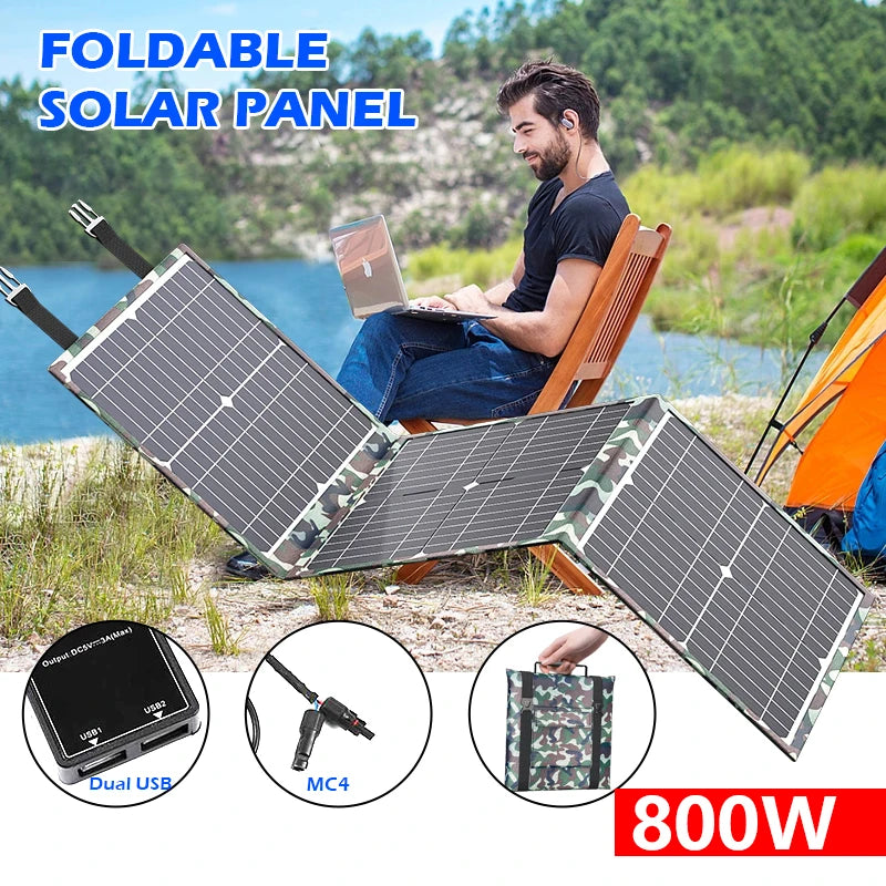 100-800W Foldable Solar Panel Kit - Complete MPPT Power Station for Car Boat Caravan & Camping 18V Portable Generator Zpaxo