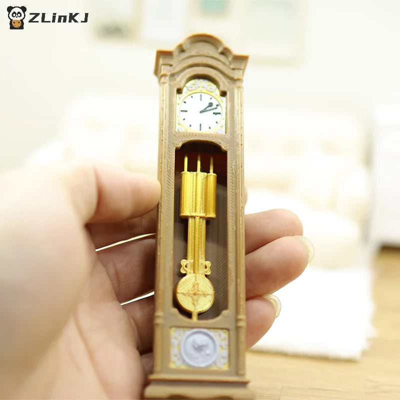 ▶1/12 Dollhouse Retro Standing Clock Grandfather Clock Model Dollhouse Living Room Furniture Decoratio Doll House Scene Ornament Zpaxo