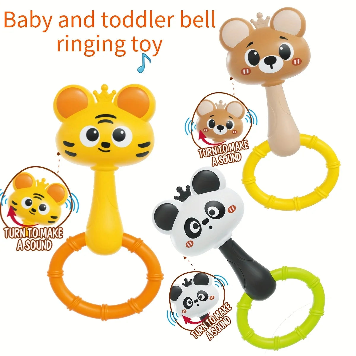 Bear Tiger Hand Chime Toy Learning Sensory Music Sound Fine Motor