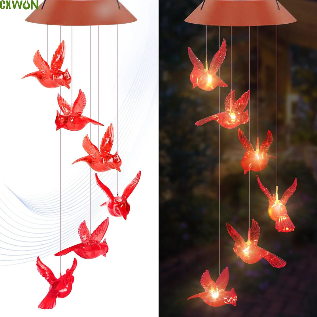 Solar Wind Chimes Linghts Bird Outside Moms Gifts Unique Cardinal Zpaxo Default Title
