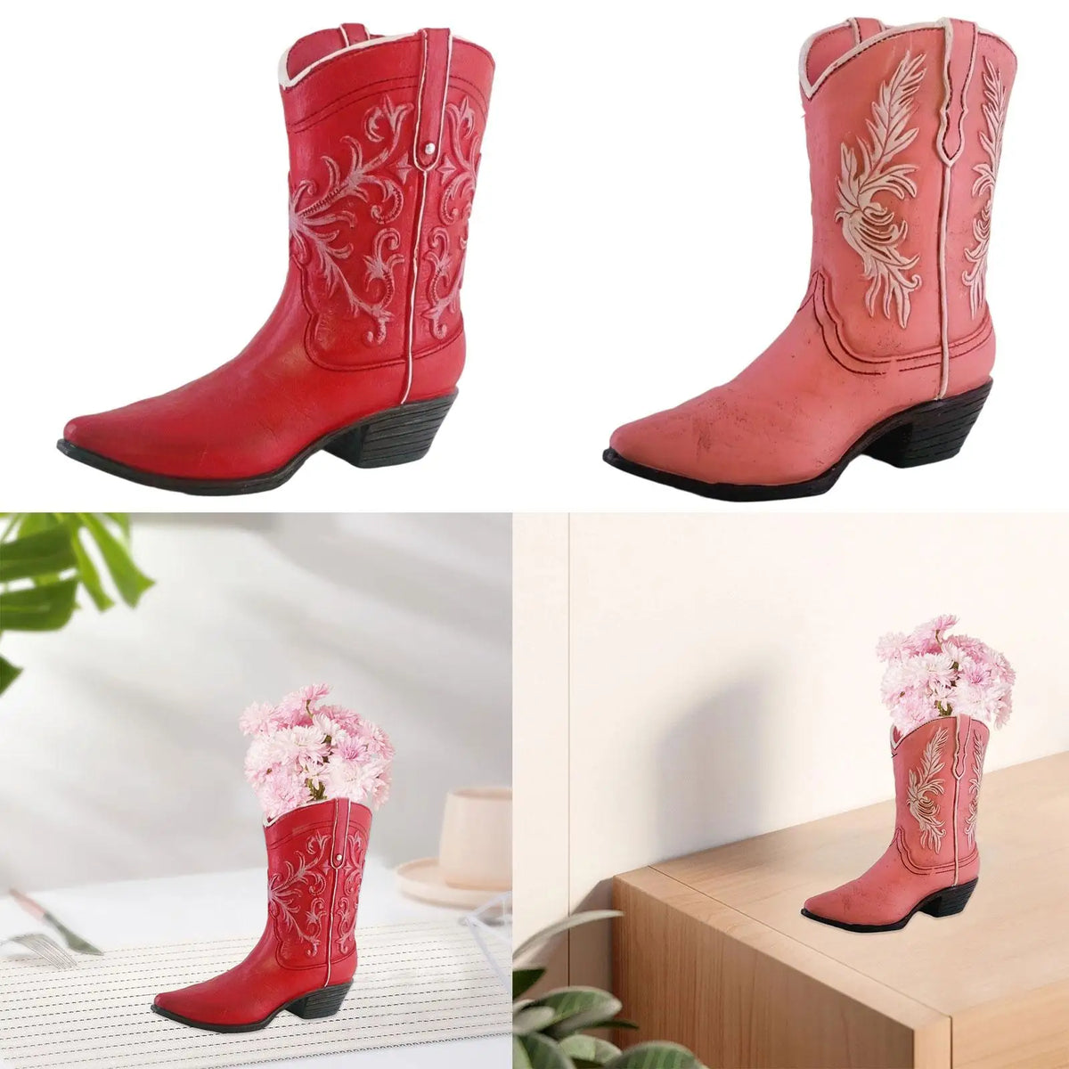 Vintage Resin Vase Boot Planter Cowgirl Modern Creative Art Unique Zpaxo