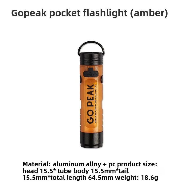Gopeak 5050 Mini USB Rechargeable LED Pocket Flashlight Clip-on Hat Light Keychain Torch for Camping Hiking Outdoor Portable Zpaxo Amber