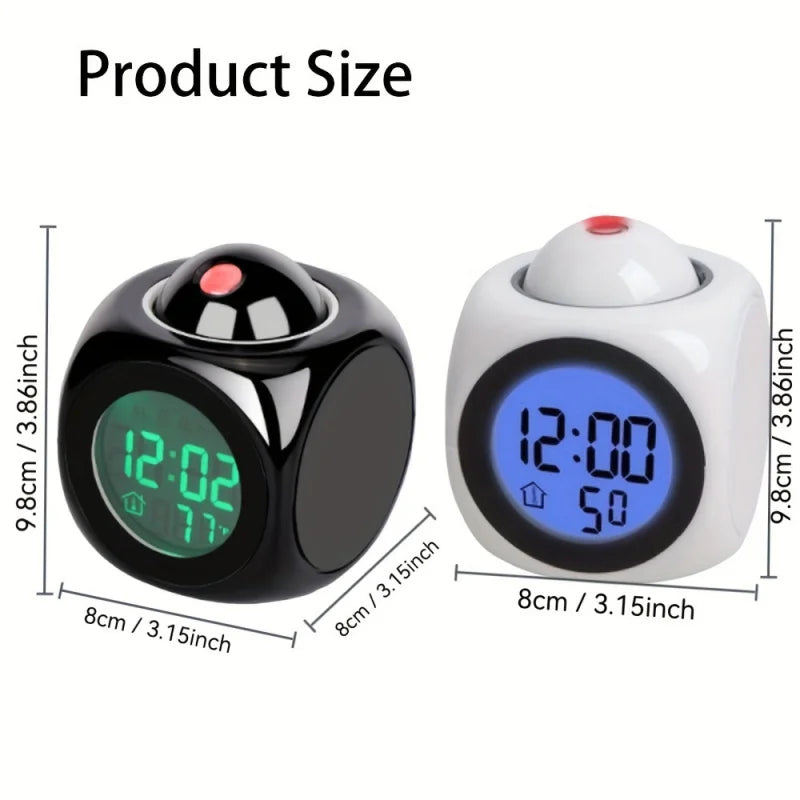 Portable LCD Digital Projection Alarm Clock Screen Display Living