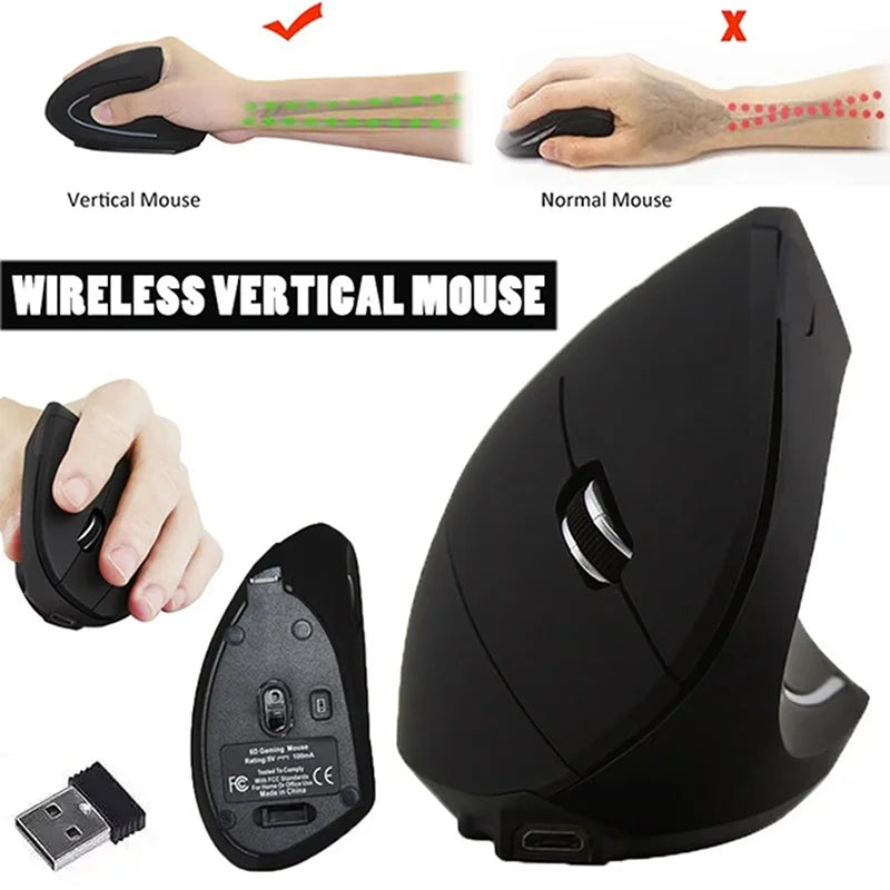 Ergonomic Vertical Mouse 2 4GHz Wireless Optical Mice 3 Adjustable