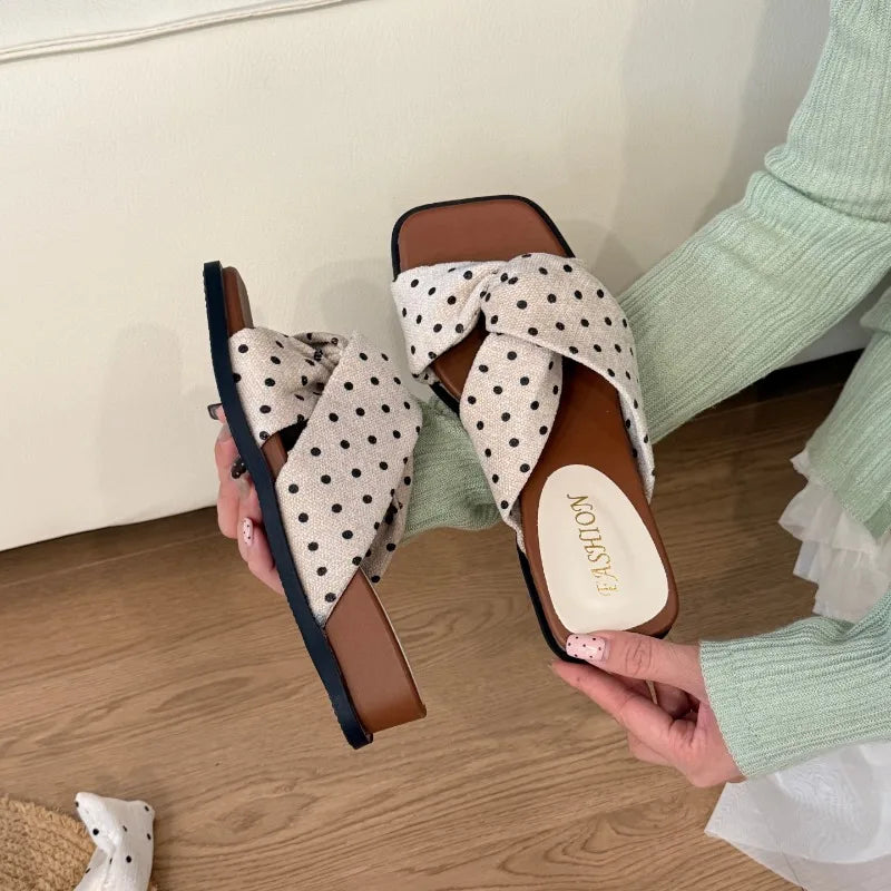 Polka Dot Unique Women's Sandals Summer 2026 Small Beach Match Skirts Zpaxo