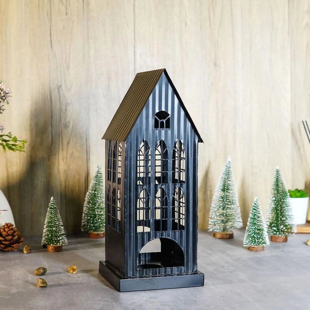Christmas Candle Holder Metal Hollow Holiday Decor LED Homeowners