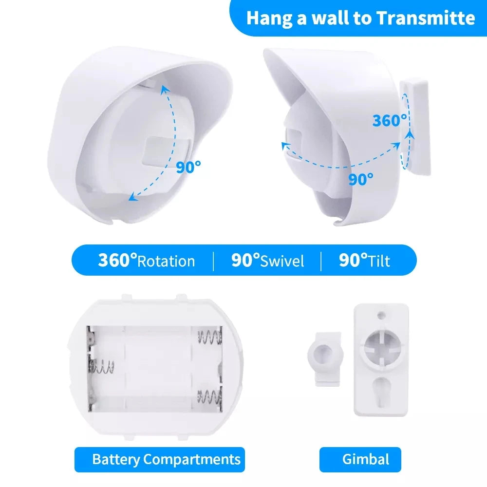 Gate Entry Visitor Door Bell Chime Alert Alarm AC110-240V EU /US Plug Wireless Motion Sensor Doorbell Chime Zpaxo