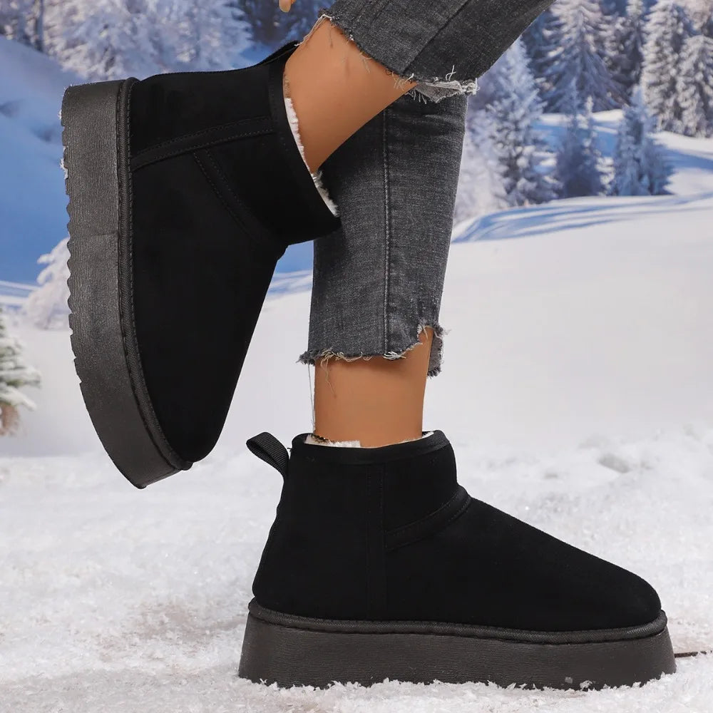 Winter Thick Bottomed Lined Large Head Snow Boots Women Warm Short