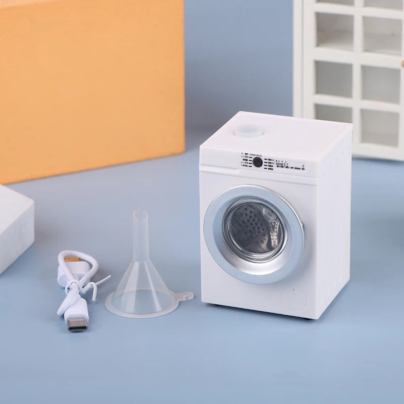 Toy Washing Machine Dollhouse Miniature Drum Washer Model Zpaxo White