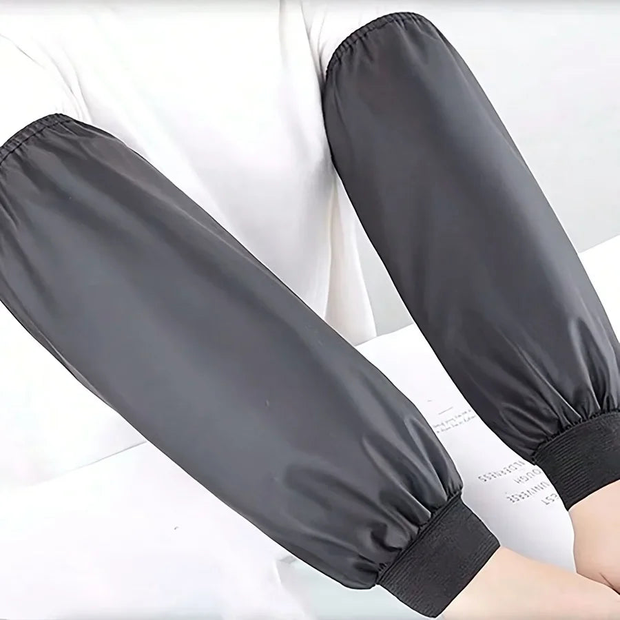 2pcs Heavy-Duty Black Faux Leather Arm Sleeves - Waterproof & Oil-Resistant for Kitchen, Occupational Work & Industrial Use Zpaxo